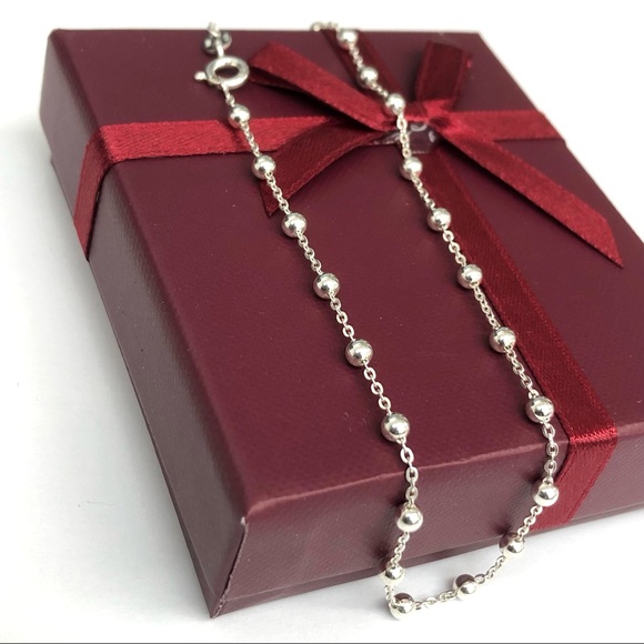 Sterling Silver Link Ball Ankle Bracelet - Picture 1 of 3